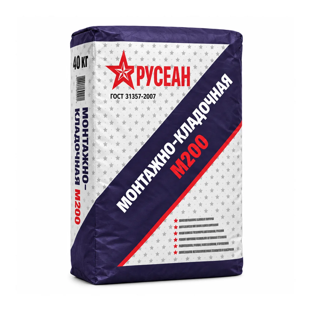 Кладочно-монтажная смесь Русеан М-200 40 кг